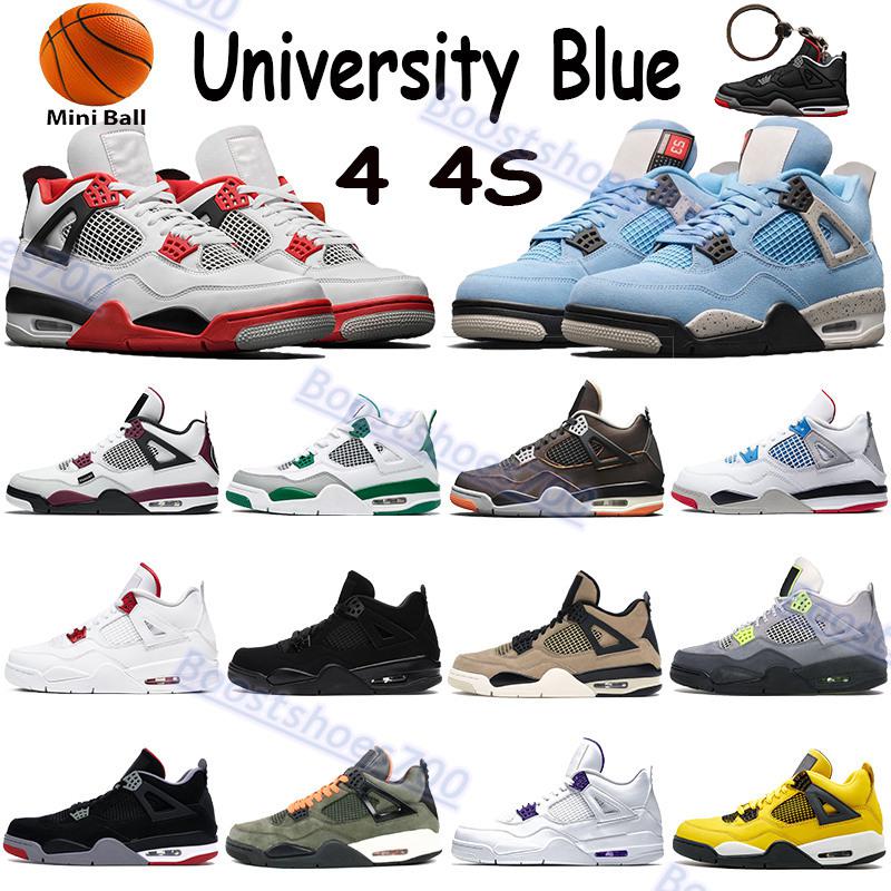 

2022 Newest 4 4s Basketball Shoes Paris Black Cat University Blue Fire Red What The Pine Green Starfish Mushroom Men Women Sneakers Outdoor