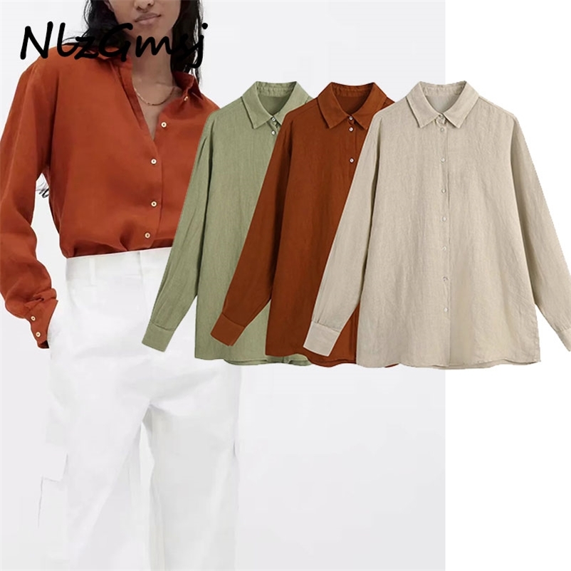 

Blouse Women Fashion Oversized Corduroy Flax Blouses Vintage Long Sleeve Button-up Female Shirts Blusas Tops 05 210628, As picture
