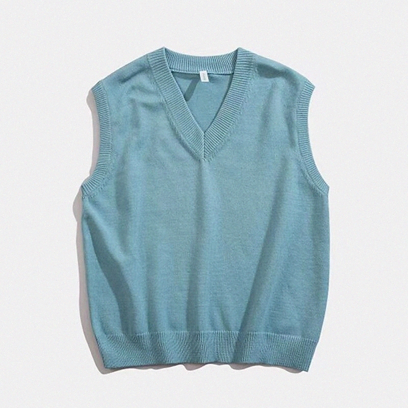 Men's Vest Knitted Solid Color Stylish Sleeveless Sweater Cardigans V Neck Fall Winter Blue White Black Z6Nd#
