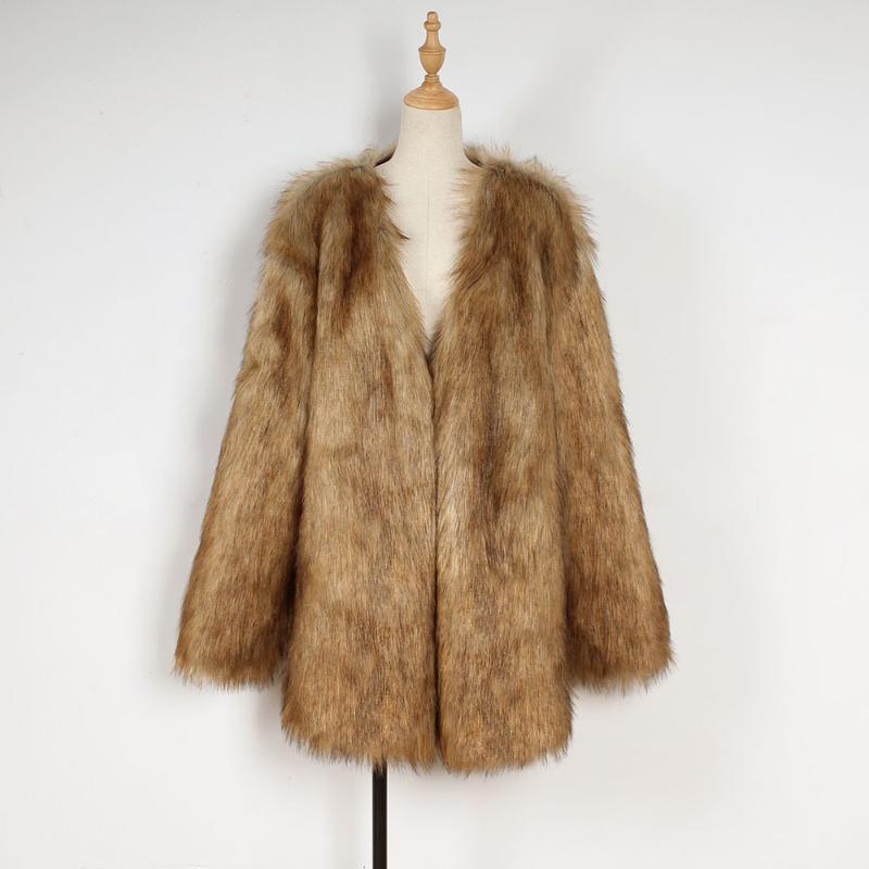 

Women's Fur & Faux Fashion Imitation Loose Casual Coat Autumn And Winter, Black