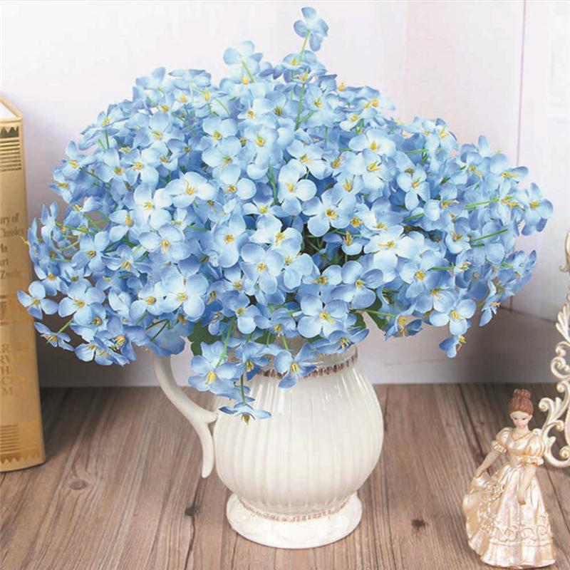 

Decorative Flowers & Wreaths Wedding Decor Artificial Silk 60 Head Four-leaf Clover Fake For Party DIY Supplies Home Garden Decoration Flowe, Blue