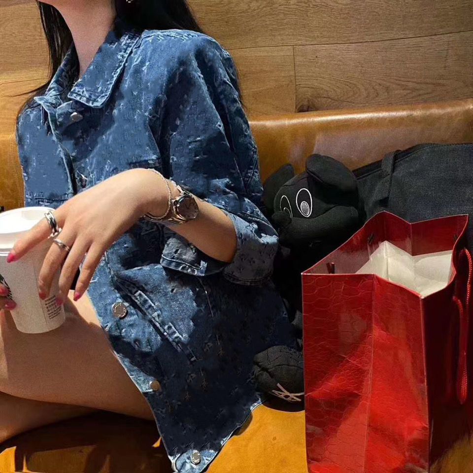 

Asian size printed denim jackets For women spring 2021 Korean slim versatile jacket for couples, Blue