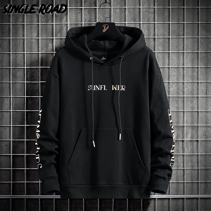 

Men's Hoodies & Sweatshirts Single Road Mens Men 2021 Plain Print Sweatshirt Oversized Japanese Streetwear Hip Hop Male Black Hoodie Plus Si