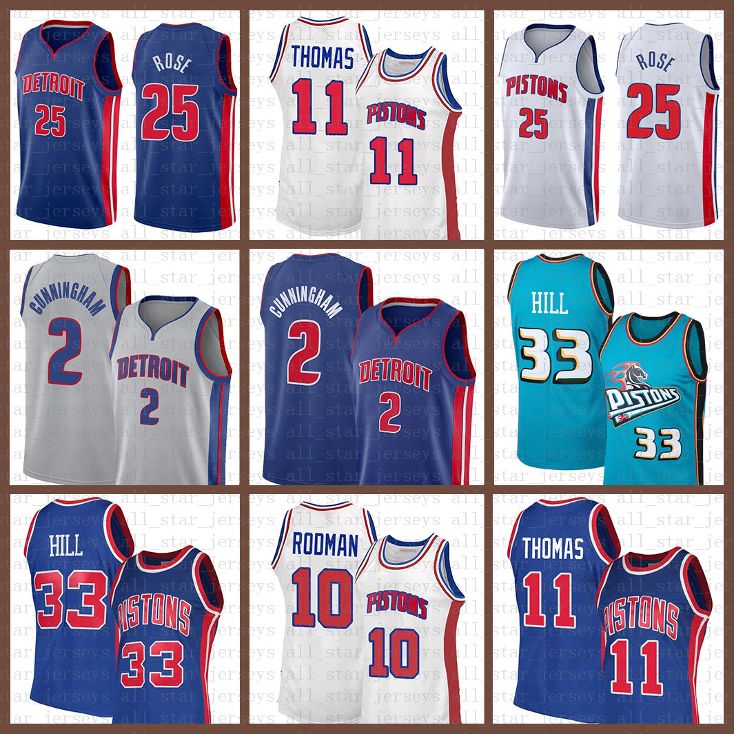 

Cade 2 Cunningham Basketball Jersey DetroitPiston2021 New Derrick 25 Rose Grant 33 Hill Isiah 11 Thomas Dennis 10 Rodman Mens Co, Black;red