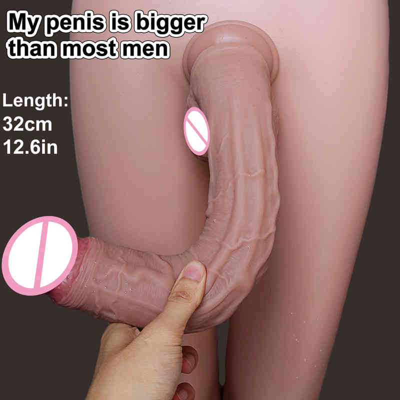 Soft Real Veins Huge Thick Dildo Suction Cup Silicone Cock Anal Plug Sex Toy for Men Women Lesbian Masturbators Double Big Penis-image-747853185