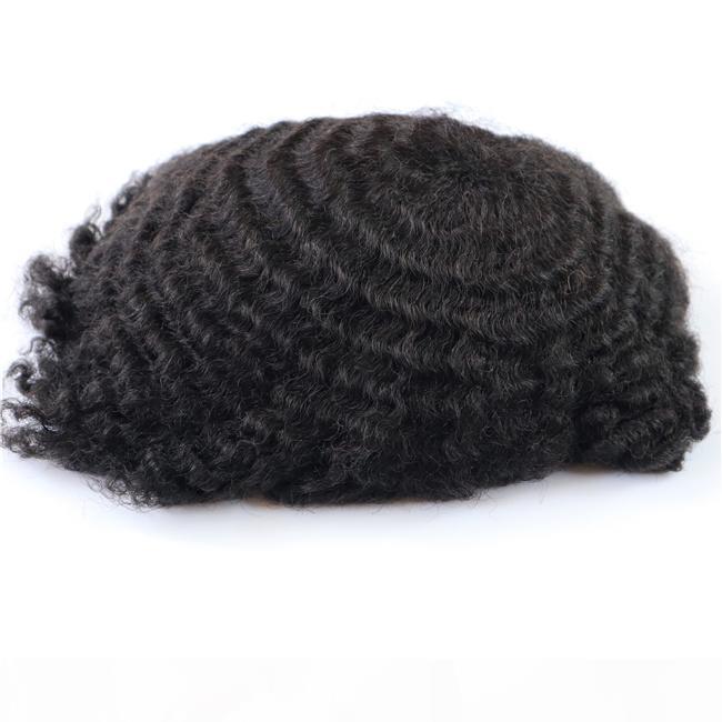 

Fast shipping Afro curl Toupee for black men cheap toupee remy hair piece full pu toupee for Black Men