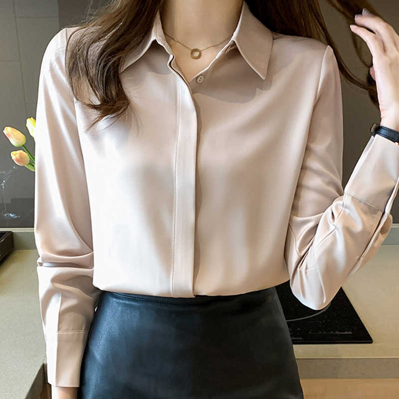 

Long Sleeve Chiffon Blouse Shirt Blouse Women Blusas Mujer De Moda Turn Down Collar Office Blouse Women Blouses Blusa E294 210602, Gray
