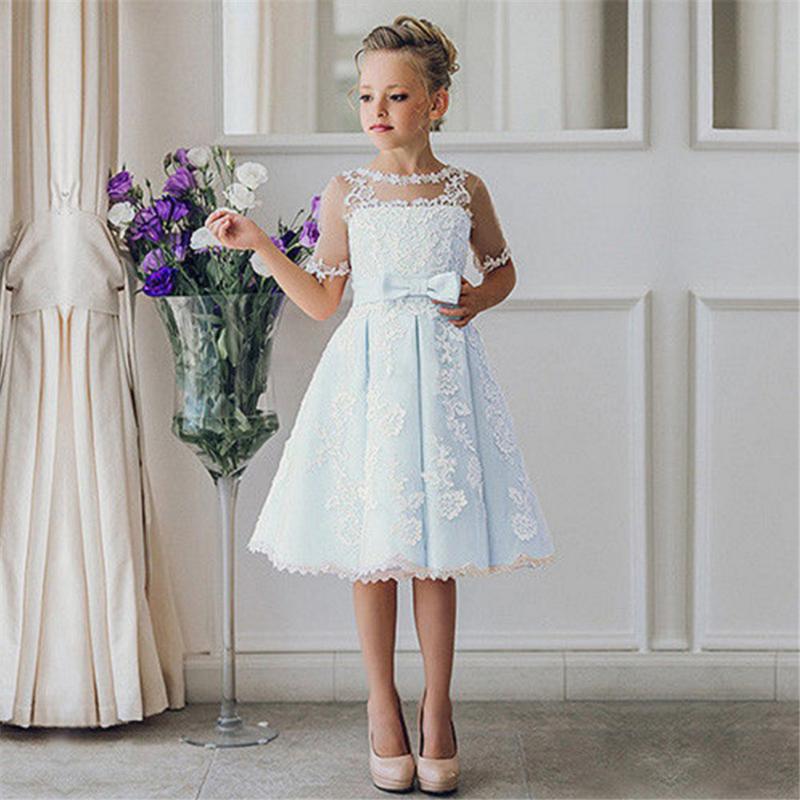 

Girl's Dresses Flower Girls Dress For Wedding Evening Children Princess Party Pageant Long Gown Kids Formal Clothes, All ivory
