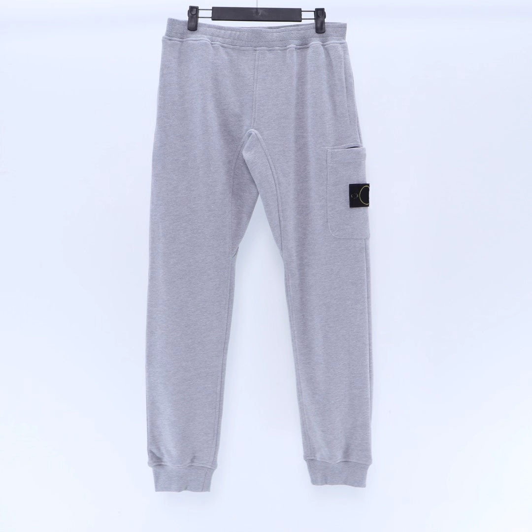 

ISLAND 21SS STONE Spring Autumn Winter New Cotton Sweatpants Men Women Compass Embroidery Badge HipHop Casual Trackpants Men 012508, Black