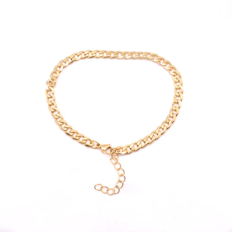 

Anklets 1 Piece 304 Stainless Steel Anklet Gold Plated Oval 22.5cm(8 7/8") Long