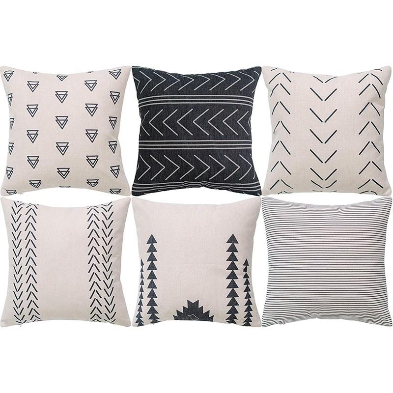 

Pillow Case Geometric - Set Of 6 Decorative Cotton Sofa Square Cushion Cover, 45 X Cm