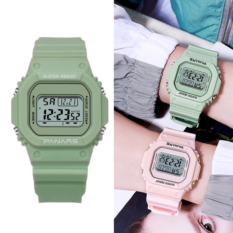 

Women Digital Watch Sports Female Clock PANARS Matcha Green Waterproof Ladies WristWatch Relogio Feminin Wristwatches, 3bar angel white