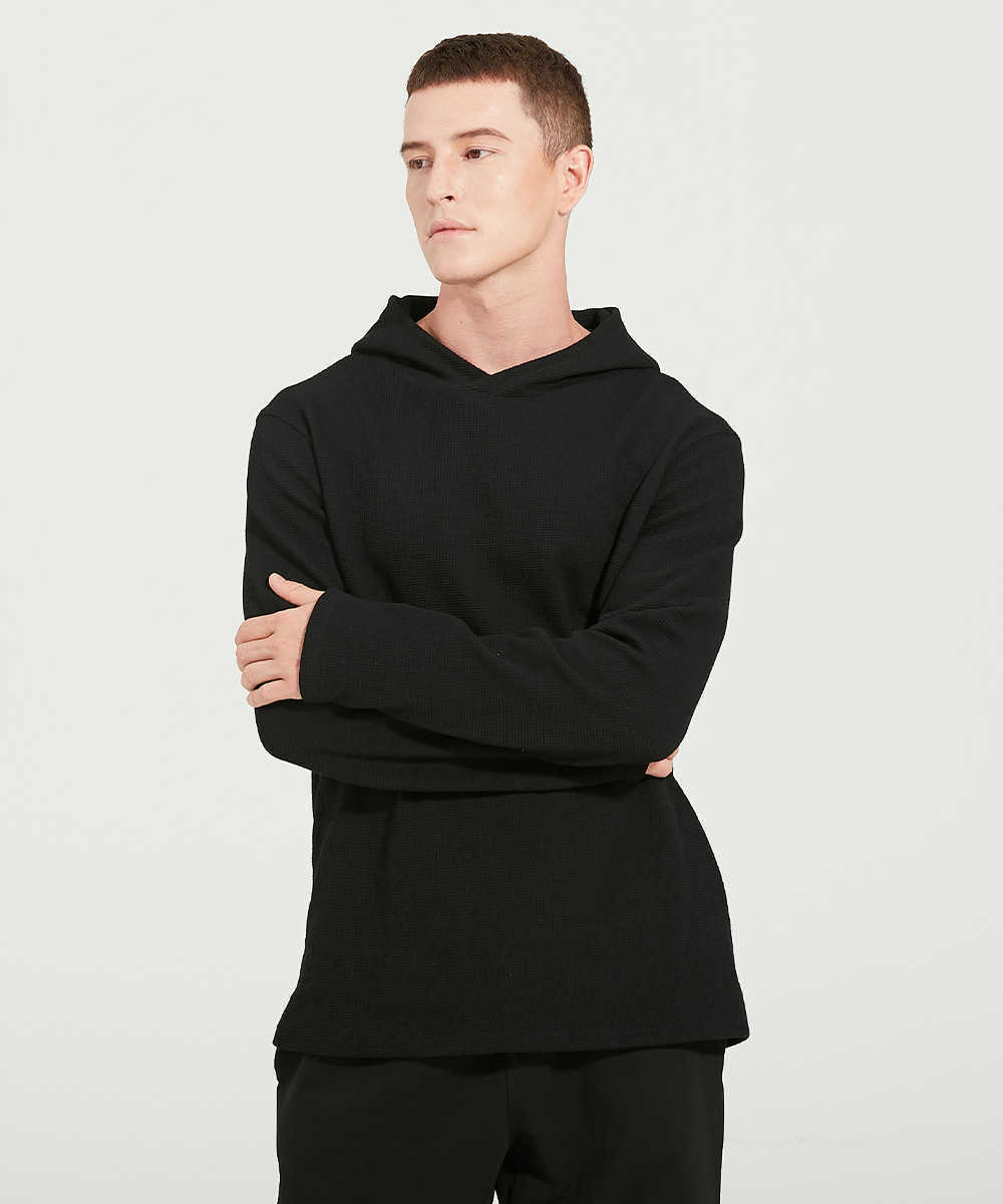

Men's Stitch Sports Hoodie Sweater Yoga Outfits Solid Color Loose Trend Running Fitness Top Workout Casual Fashion hooded Coat, Black