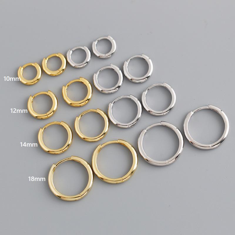 

Hoop & Huggie 1Pair Simple Multi-size 925 Sterling Silver Earrings For Women 2021 Trend Jewelry Piercing Round Glossy Teeens
