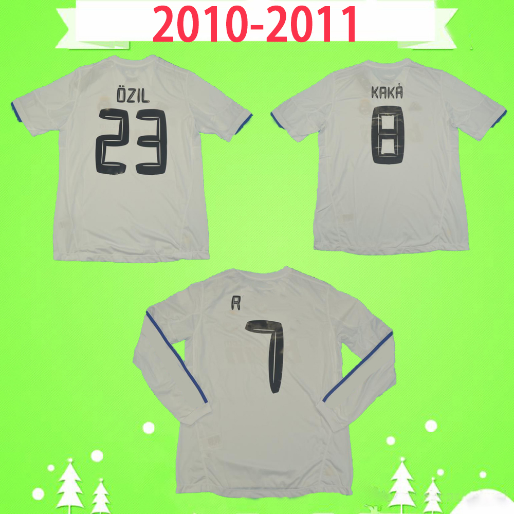 

Long sleeve 2010 2011 real Madrid retro soccer jerseys home white 10 11 vintage football shirts full Benzema Kaka Pepe Sergio Ramos classic S-2XL