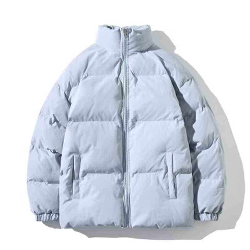 

men's 2021 autumn winter new casual coat solid color short bread stand collar cotton padded et men, Black