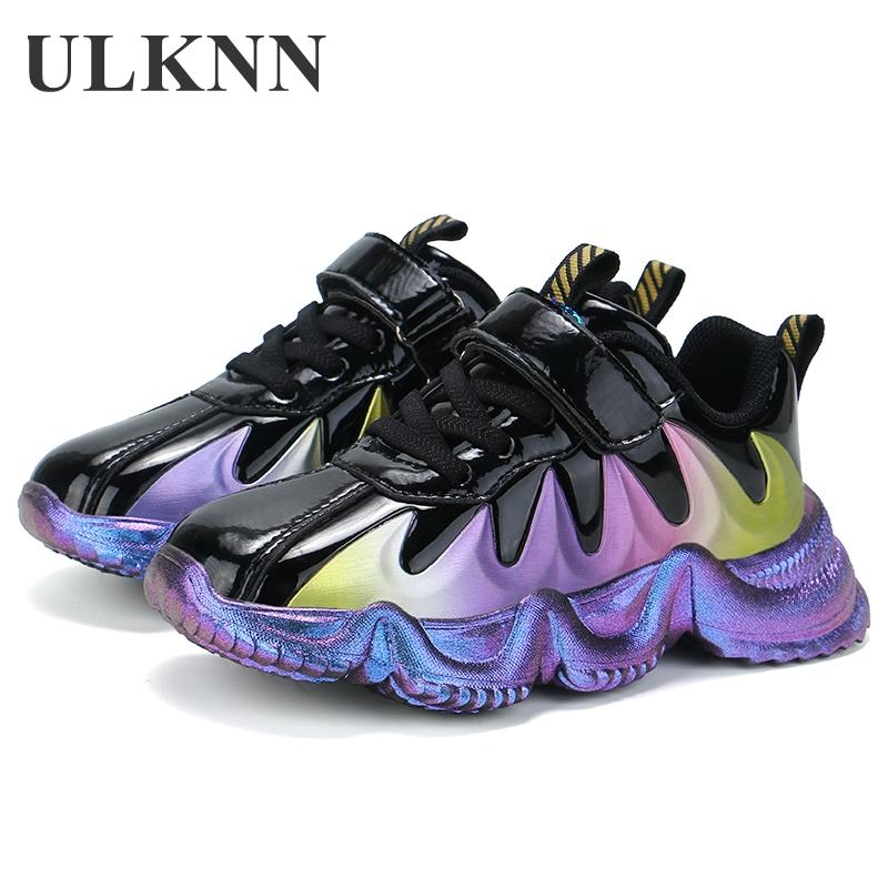 

Girls' Sneakers Fashion Kid's Dad Shoes 2021 Autumn Boys' Casual Single Leather Purple Green Children's Student Running, Black;red