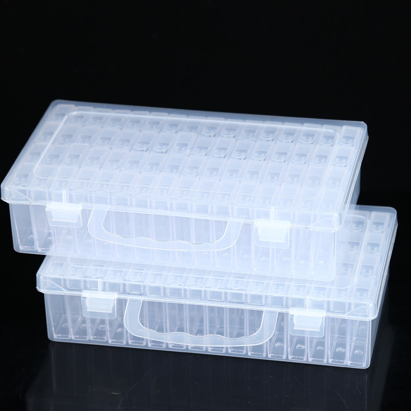 

Storage box 64 grid slot 5D diamond painting art DIY accessories tool portable bead accessories, Transparent