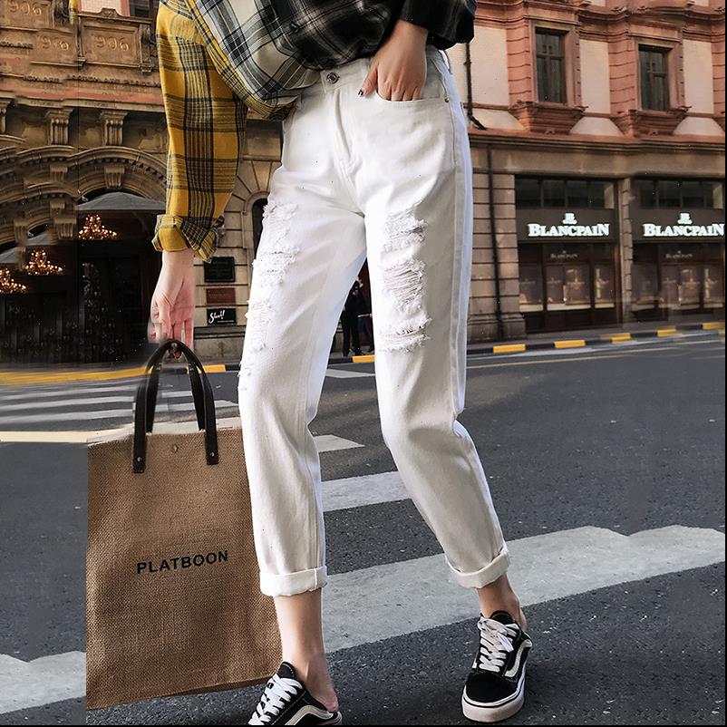 

womens capri ripped harem jeans woman high waist boyfriend for women plus size blue black white denim mom pants trousers