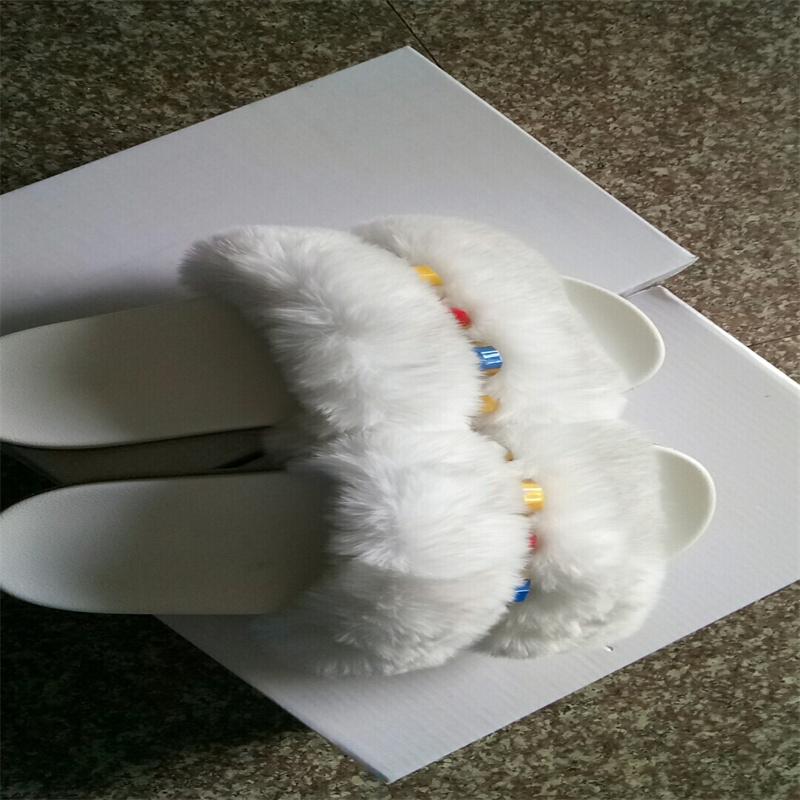 

Slippers Hairy Foreign Trade Women's Shoes 2021 Summer Style Thick-Soled Sandals Flat-Bottomed Women, Black