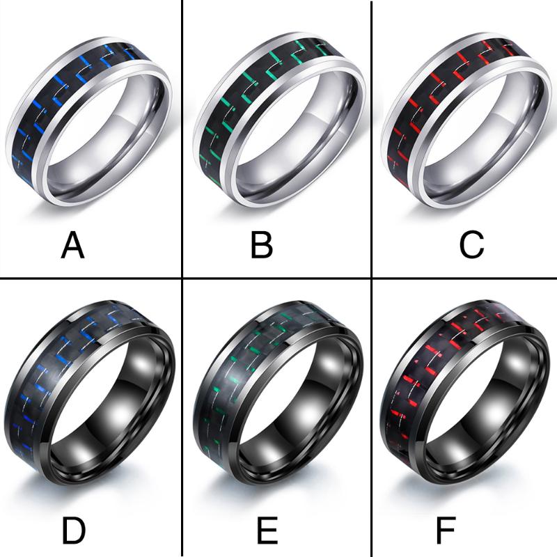 

Wedding Rings Steel Soldier Men Stainless Simple Jewelry Fashion Carbon Fiber Inlay Ring Japan And Korean