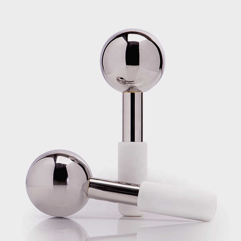

Stainless Steel Beauty Ice Globes Face Massager Cryo Massage Tools For Body And Neck Lift Skin Care Home Spa Roller 210806