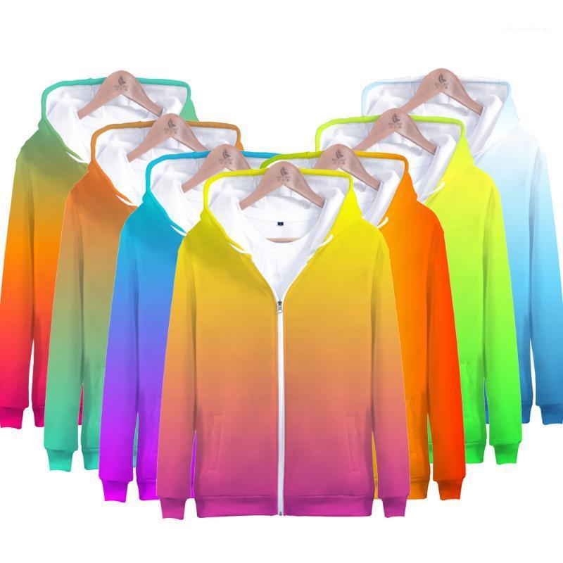 

Men's Hoodies & Sweatshirts Custom Colourful Gradient Hoodie Men /Women Solid Color Hooded Boy/Girls 3D Zip Up Brand Coats Zipper, 07496