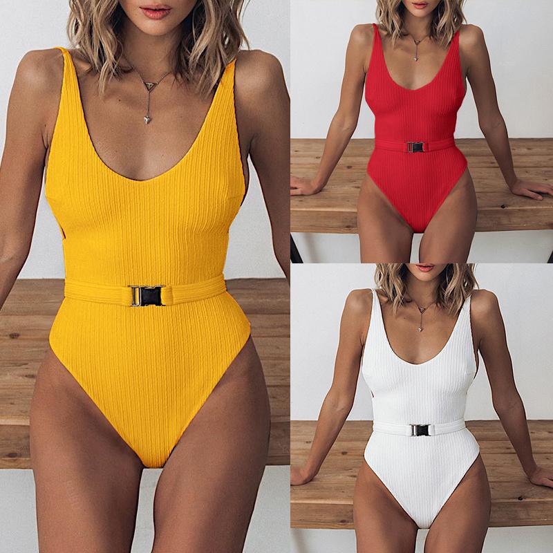 

Bikinx White Buckle Bikini Monokini High Cut Sexy Female Swimsuit One Piece Suits Push Up Swimwear Women Bathing Suit
