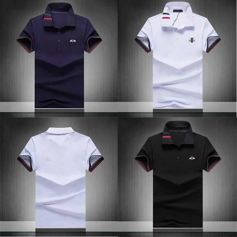 

21ss Luxury fashion classic mens bee striped embroidery shirt cotton mens Skateboard T-shirt white black hoodies polo shirt male M-3XL