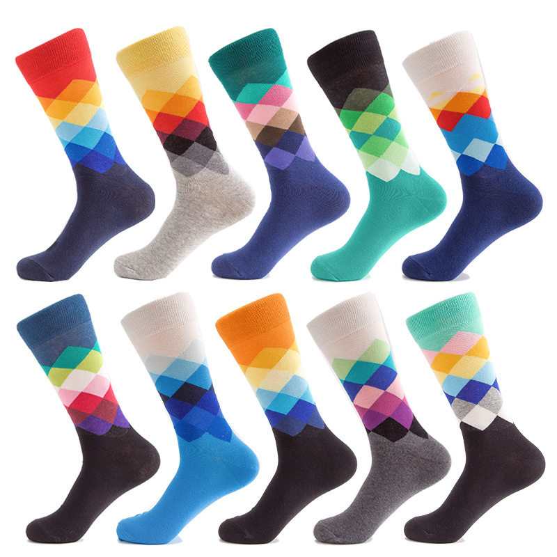 

Men's Fun Dress Socks, Colorful Funky Socks for Men, Fancy Novelty Funny Patterned Casual Combed Cotton Office ,Mid Calf Cool Crazy Unique