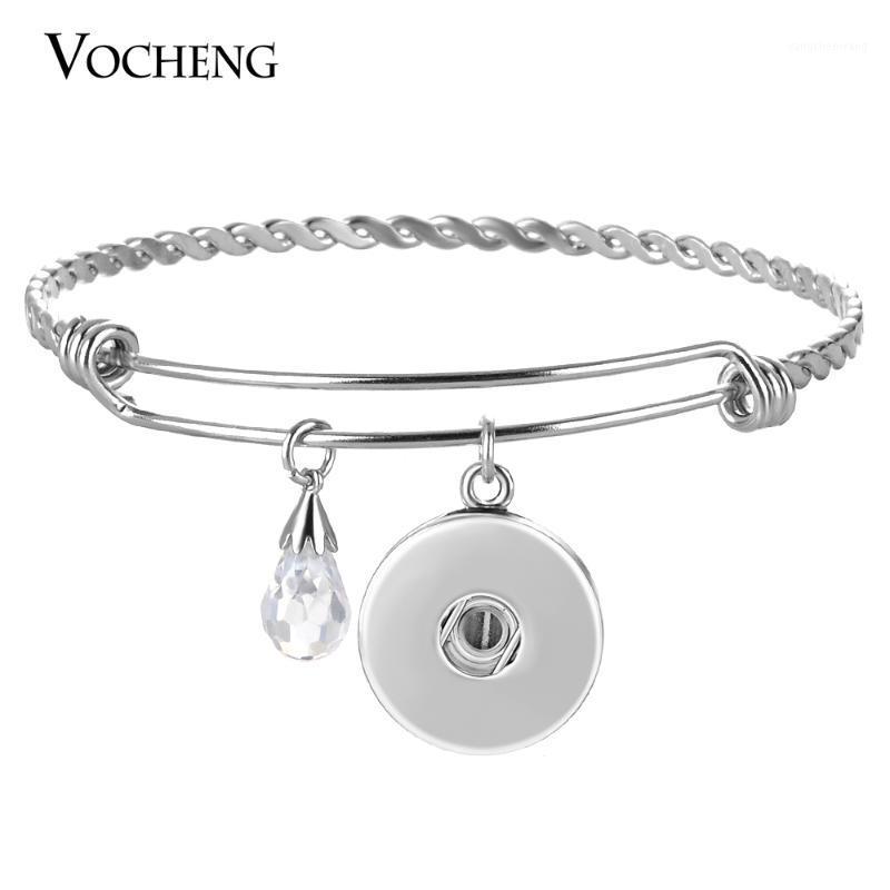 

18mm Vocheng Snap Button Charms Stainless Steel Bangle For Women 3 Styles With Luxury CZ Stone NN-531