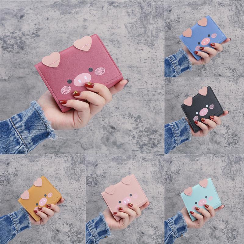

Card Holders Cute Pet Pig Shape Short Wallets Student Coin Purses Women Mini Solid Color Holder ID Girl Bag Anniversary Valentine Gift, Black