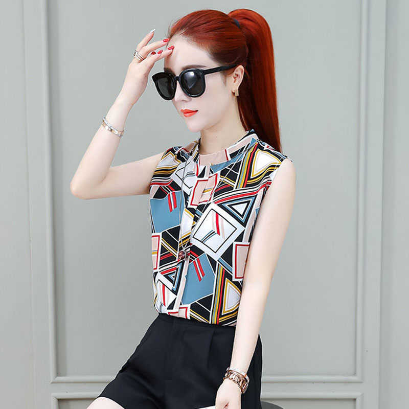 

Women Spring Summer Style Chiffon Blouses Shirts Lady Casual Stand Collar Polka Dot Printed Blusas Tops DF2900 210609