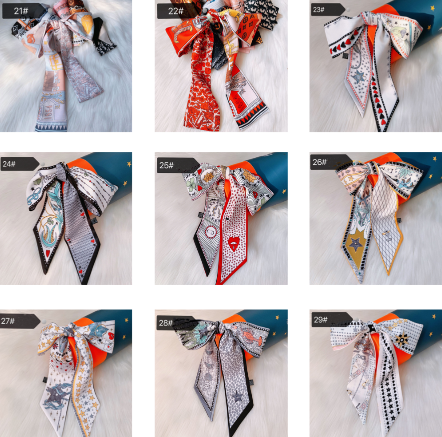 

18 Styles Ladies Classic Silk Scarf Turban Luxury Brand Designer Letter Cartoon Printing High Quality Silk Scarf Jewelry Accessories, Silver