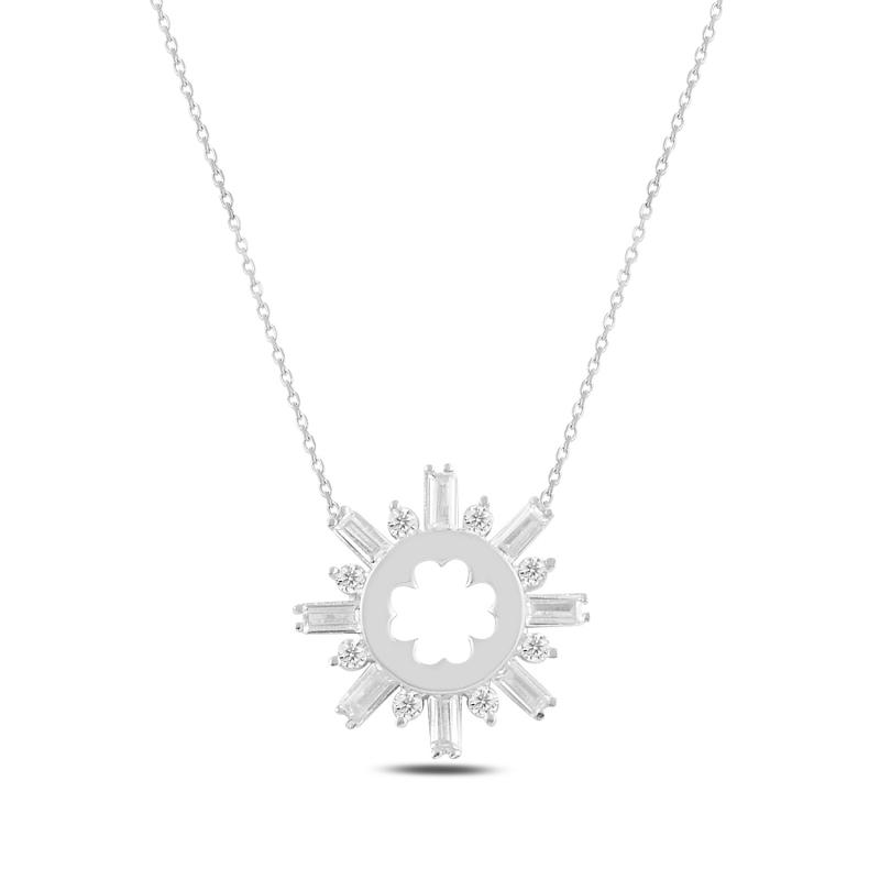 

Chains Silver 925 Set Clover Baget Zircon Cubic Zirconia Necklace