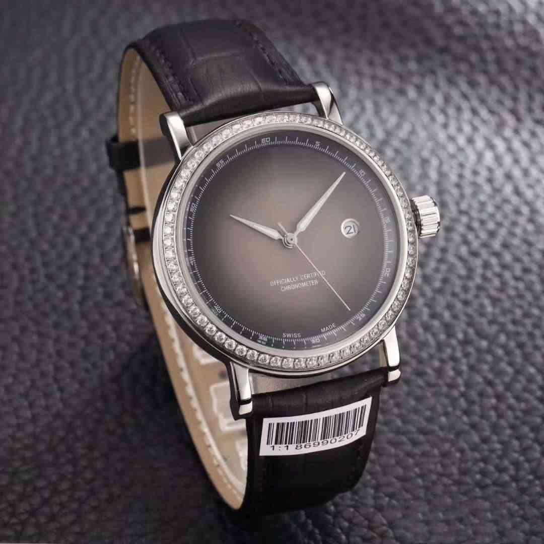 

luxury automatic watch, simple and elegant, japan 8215 movement.leather watchband.men's sports mechanical watch 3a quality, Slivery;brown