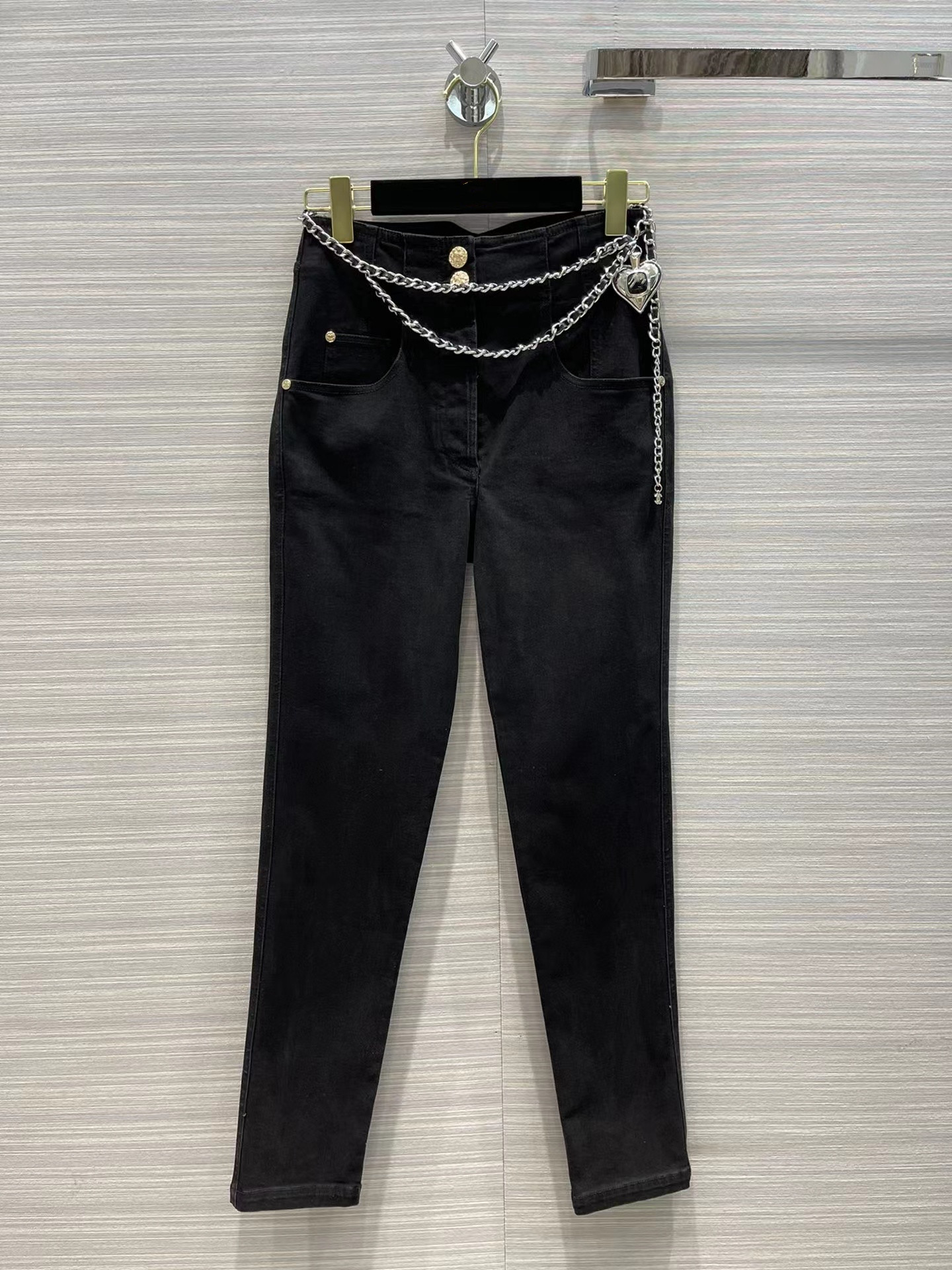 

Milan Runway Jeans 2021 Autumn Winter Fashion Designer Pencil Pants Brand Same Style Luxury Women' Jeans 1108-18, Black