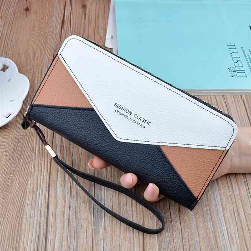 

fashion long women wallet pu leather womens purse cash coin card holder soft wallets, Red;black