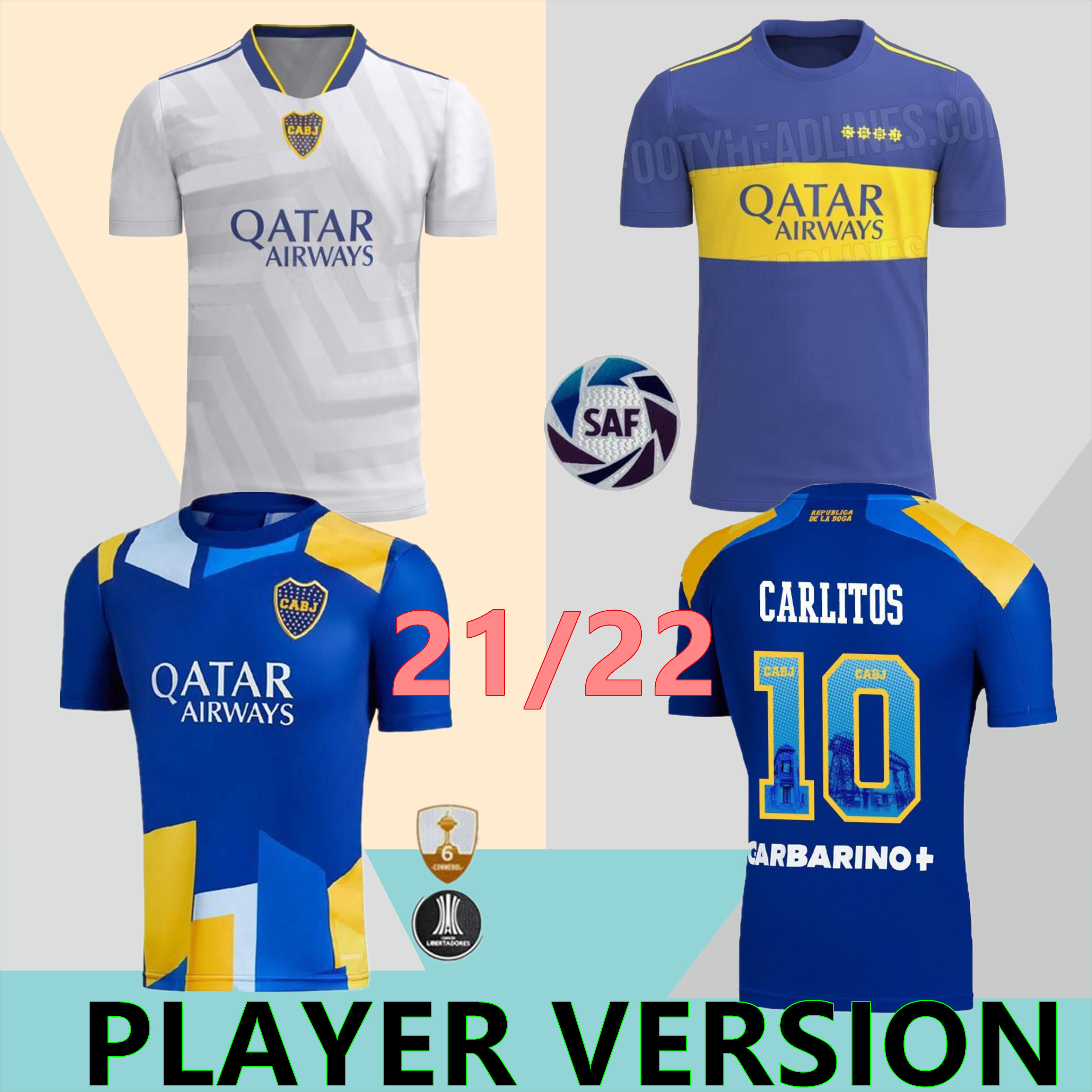 

21/22 BC Juniors soccer jerseys Player version CARLITOS MARADONA TEVEZ DE ROSSI 2021 third 3rd 4th jersey MEN s SETS football shirt uniforms Thailand, Black;yellow
