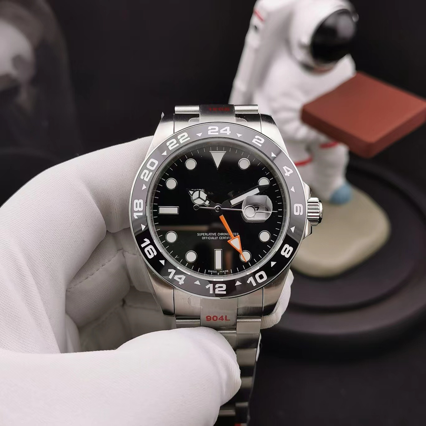 

N2 Men's watch diameter 42mm thick 12 mm with 2836 movement mechanical sapphire glass mirror ceramic ring 904 steel case, As shown