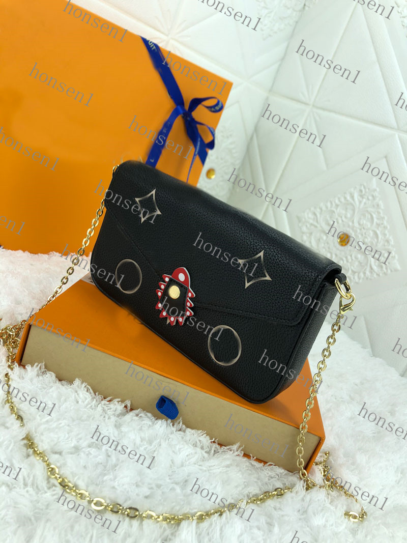 

Black White Brown Luxury designer handbag Pochette Felicie Bag Leather Shoulder Cross Body Clutch Tote Messenger Shopping Purse with box