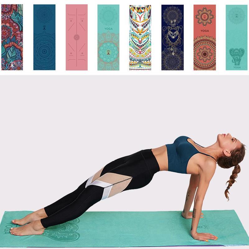 

1Pcs 63*185cm Yoga Mat Printed Towel Non Slip Exercise Supplies Fitness Workout Cover For Pilates Gym Blankets