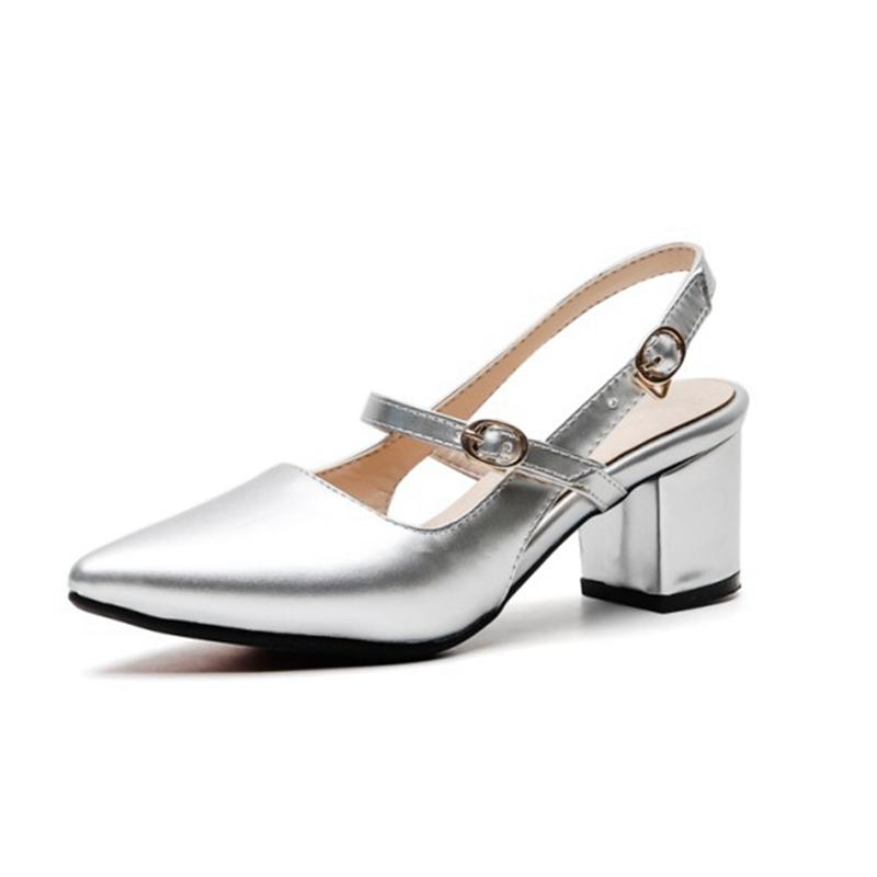 

Women Sandals Sweet Pointed Party Wedding Shoes Simple Buckle Summer Platform High Heels Big Size 32-45 8278-1, Black