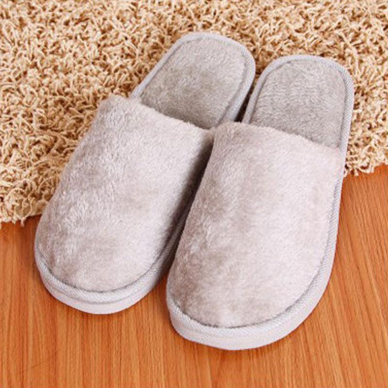 

Plush Home Slippers Soft Cute Non-Slip Floor Indoor House Furry Women Men Shoes For Bedroom, Black