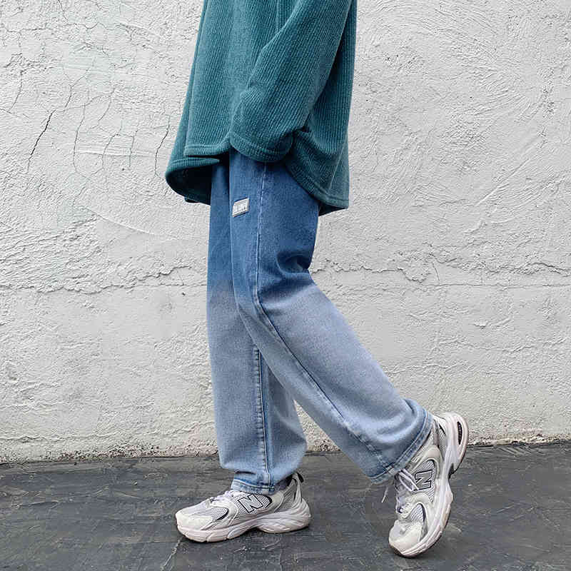 

men's jeans novo gradiente calÃ§as de brim primavera moda roupas masculinas em linha reta jeans casuais streetwear masculino preto/, Blue