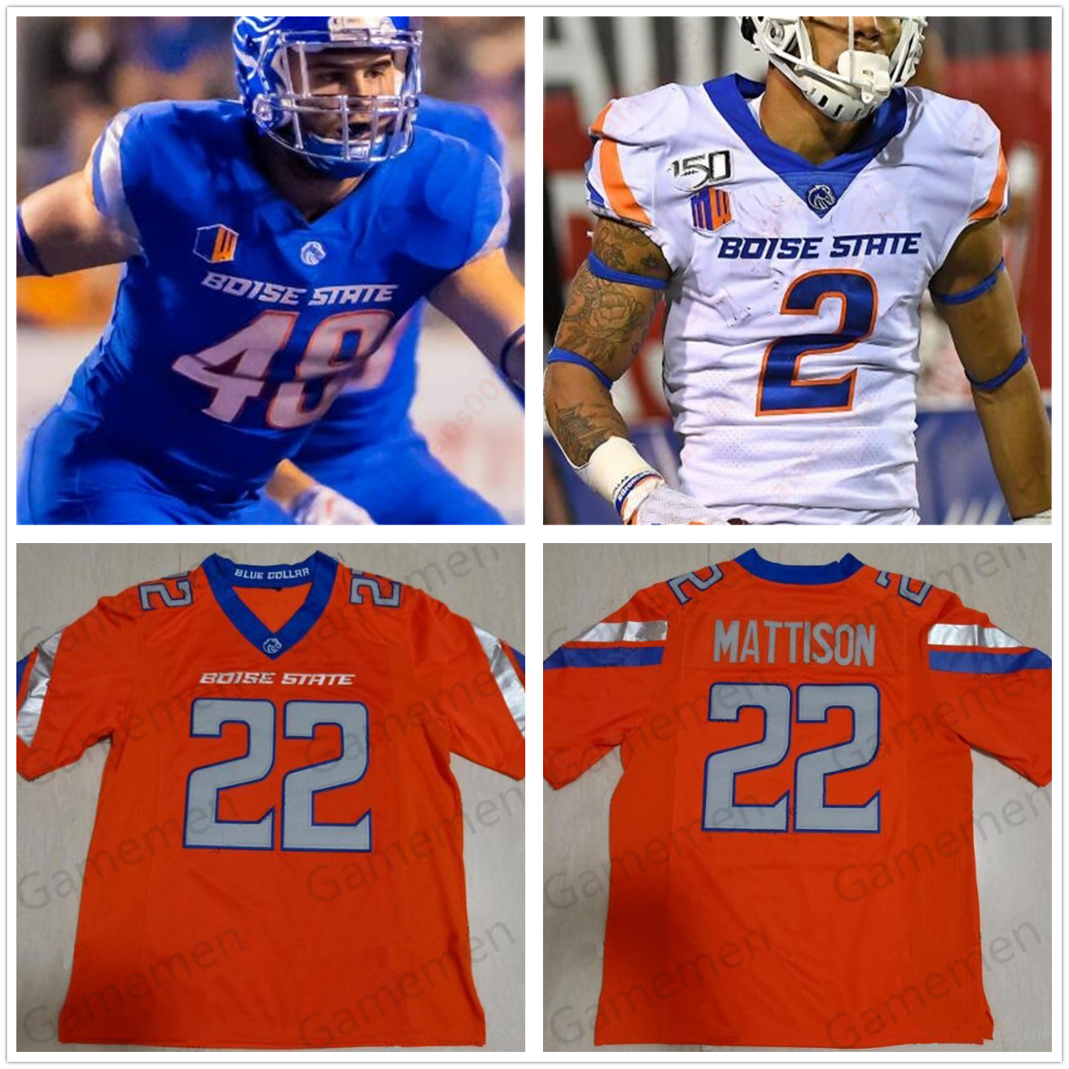 

Custom Boise State jersey 19 Hank Bachmeier 16 John Hightower NCAA Any Name Number College Football Mens women youth Jerseys, Black