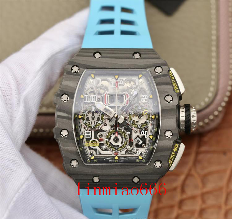 KV super rm11-03 montre DE luxe return timing automatic movement watches titanium steel case silicone strap designer watches folding buckle-image-710837994