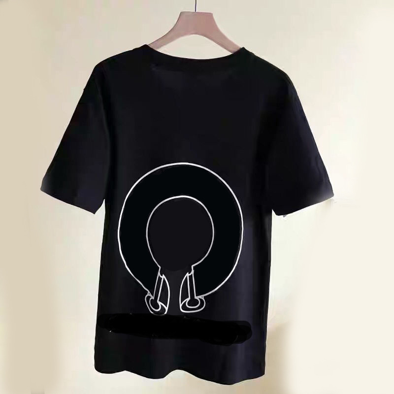 

Fashion Street T-shirt Hearts/chrome Print Loose Short Sleeves For Men And Women Ui1, White;black