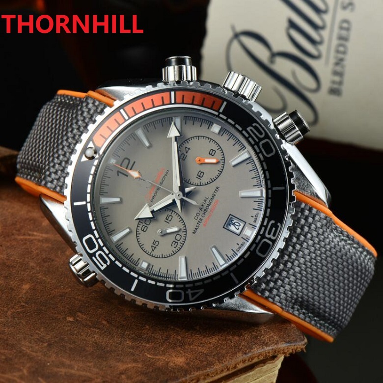 

All Dials Work Brand Mens Watches Two Eyes Full Functional Clock Wristwatches Nylon Strap Quartz Waterproof Calendar Classic Model Folding Buckle Clasp WristWatch, As pic