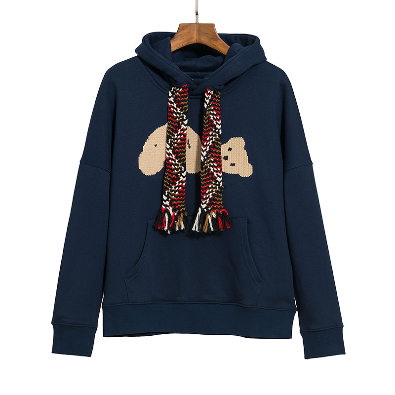 

Autumn , winter guillotine bear embroidered streamer hoodie men and women the same thick coat, Black